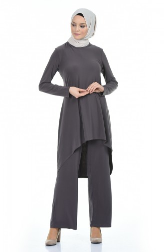 Asymmetric Tunic Trousers Double Suit 3016-05 Mink 3016-05