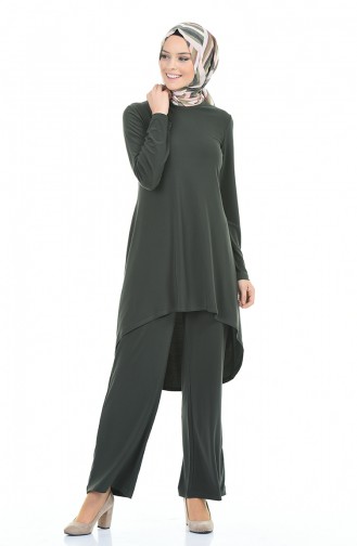 Asymmetric Tunic Trousers Double Suit 3016-06 Khaki 3016-06