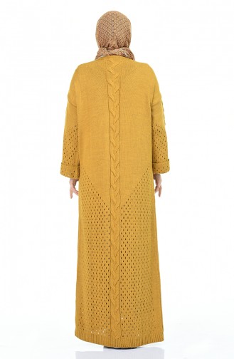 Big Size Tricot Dress Cardigan Double Set Mustard 8072-04