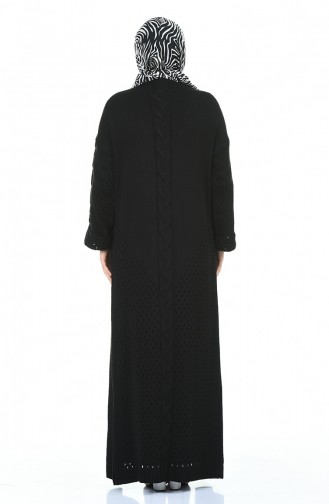 Büyük Beden Triko Elbise Hırka İkili Takım 8072-07 Siyah