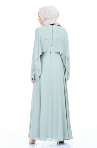 Nile Green Hijab Evening Dress 11152-06