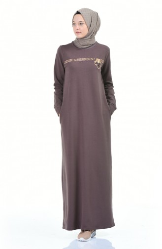 Brown Hijab Dress 9112-02