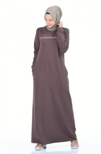 Brown Hijab Dress 9112-02