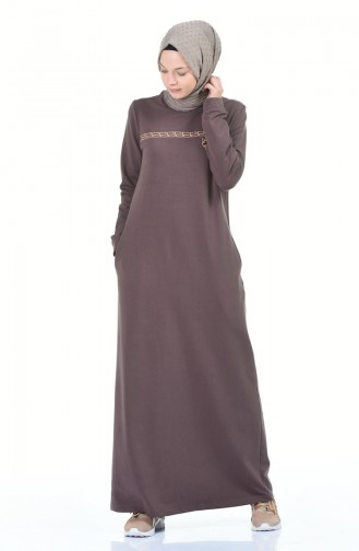 Braun Hijab Kleider 9112-02