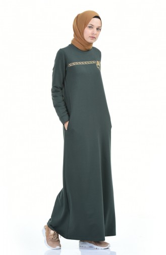 Khaki Hijab Kleider 9112-04