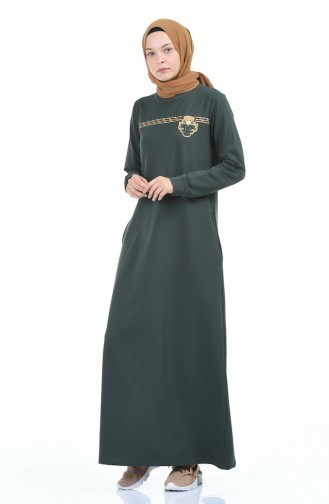 Khaki Hijab Kleider 9112-04