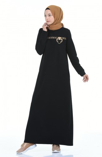 Schwarz Hijab Kleider 9112-05