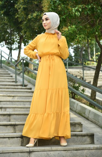 Mustard Hijab Dress 8037-08