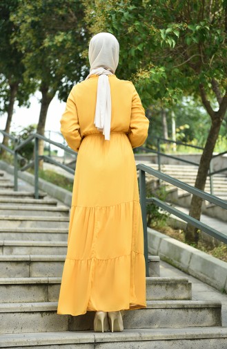 Mustard Hijab Dress 8037-08