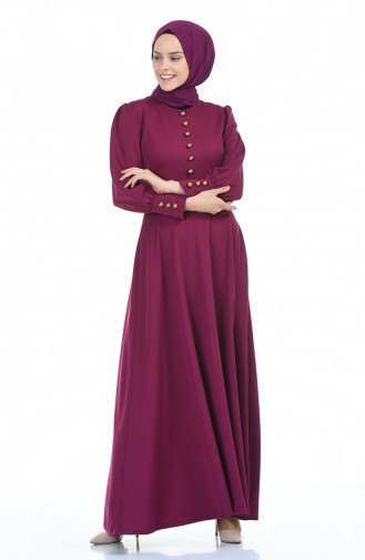 Robe Détail Boutons 6780-06 Plum 6780-06