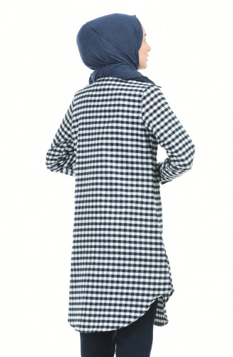 Plaid Tunic Navy Blue 2489-05