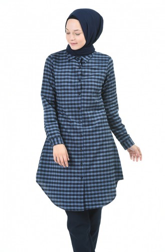 Plaid Tunic Indigo 2489-06