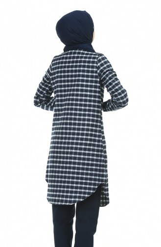 Plaid Tunic Navy Blue 6390-02