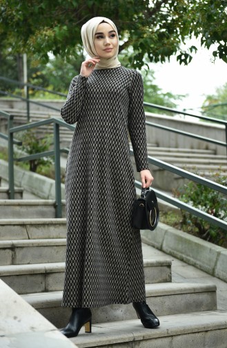 Patterned Winter Dress Mink 8842-01