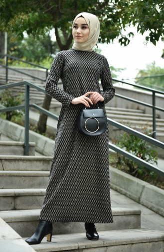 Patterned Winter Dress Mink 8842-01