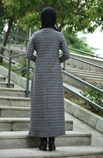 Patterned Winter Dress Gray 8842-02