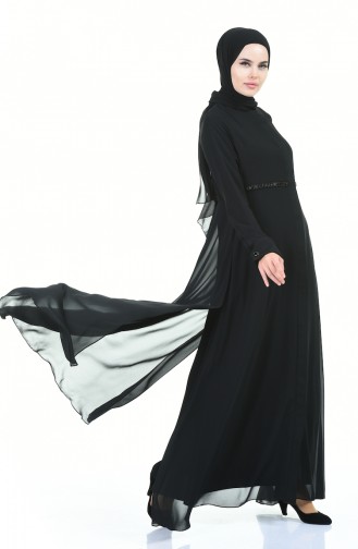 Beaded Embroidered Abaya Black 0010-01
