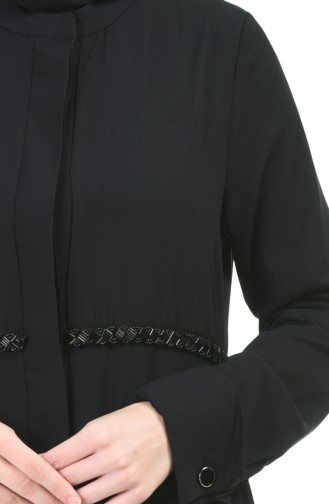 Beaded Embroidered Abaya Black 0010-01