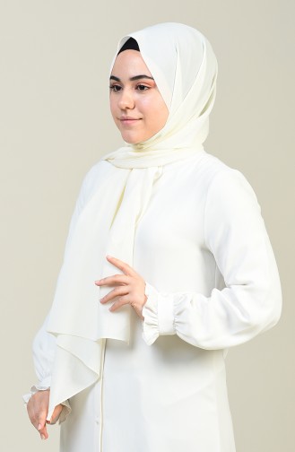 Plain Crinkle Crepe Shawl Ecru 13127-08