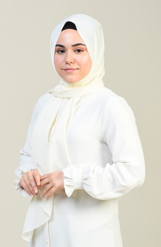 Plain Crinkle Crepe Shawl Ecru 13127-08