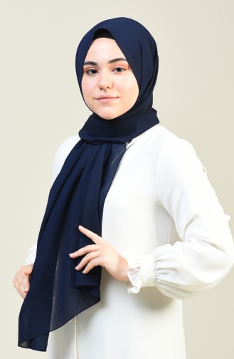 Plain Crinkle Crepe Shawl Navy Blue 13127-14