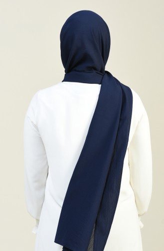 Plain Crinkle Crepe Shawl Navy Blue 13127-14