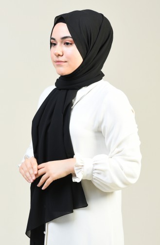 Plain Crinkle Crepe Shawl Black 13127-17