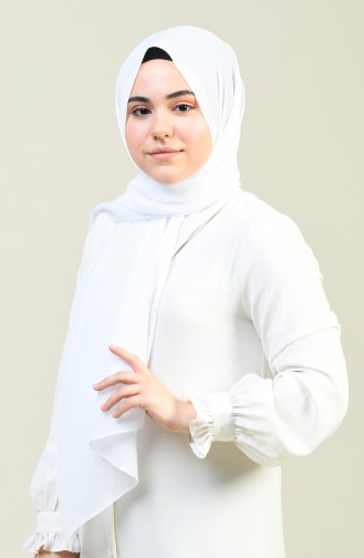 Plain Crinkle Crepe Shawl White 13127-23