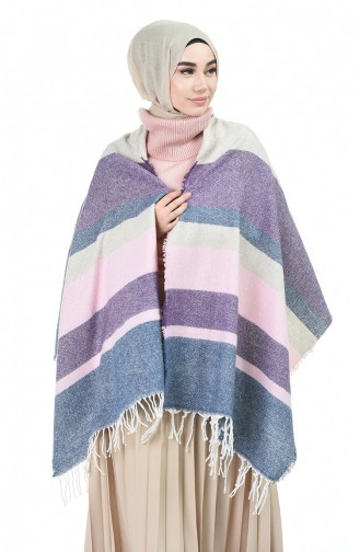 Winter Shoulder Shawl Navy Blue Purple 13129-04