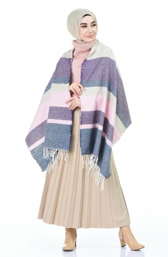 Winter Shoulder Shawl Navy Blue Purple 13129-04