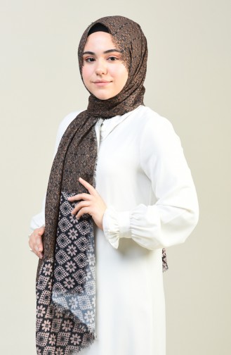 Patterned Cotton Shawl Black Powder 13130-01