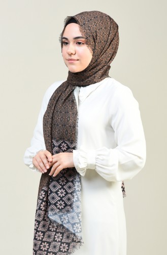 Patterned Cotton Shawl Black Powder 13130-01