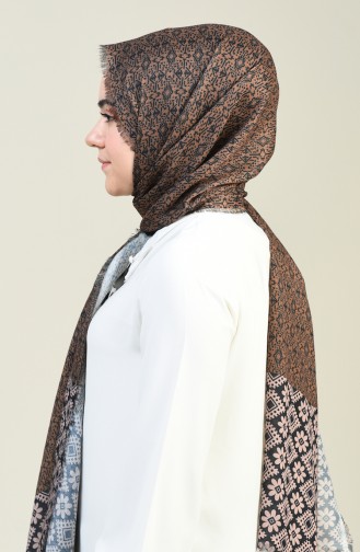 Patterned Cotton Shawl Black Powder 13130-01