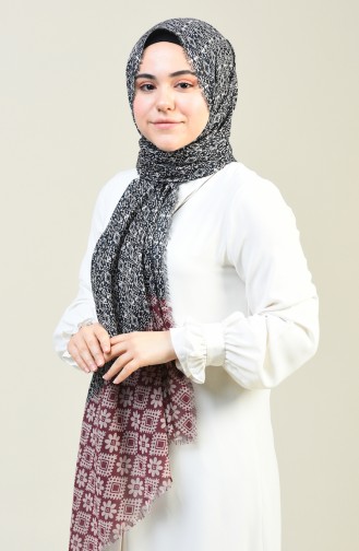 Patterned Cotton Shawl Cherry Color 13130-04