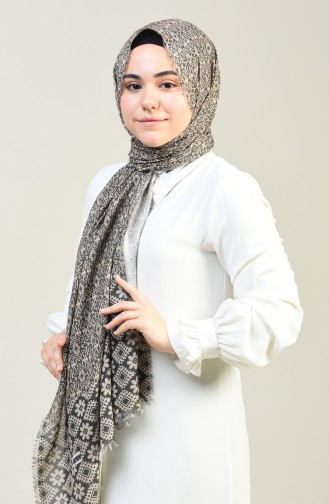 Patterned Cotton Shawl Khaki 13130-07