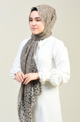 Patterned Cotton Shawl Khaki 13130-07