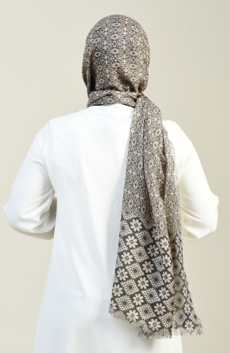 Patterned Cotton Shawl Khaki 13130-07