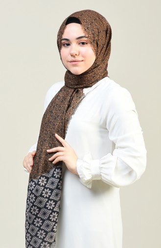 Patterned Cotton Shawl Black Stone Color 13130-08