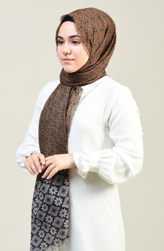 Patterned Cotton Shawl Black Stone Color 13130-08