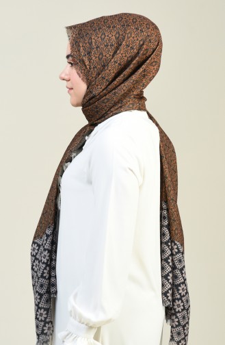 Patterned Cotton Shawl Black Stone Color 13130-08