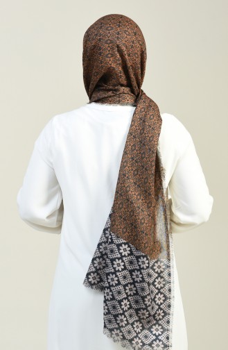 Patterned Cotton Shawl Black Stone Color 13130-08