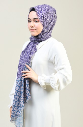 Patterned Cotton Shawl Indigo 13130-09