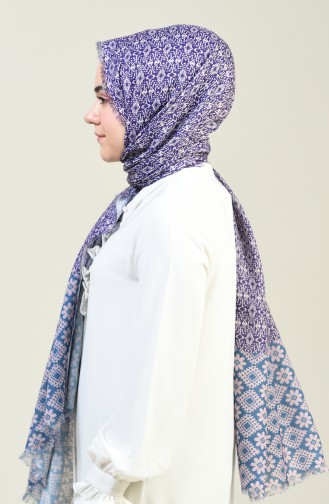 Patterned Cotton Shawl Indigo 13130-09