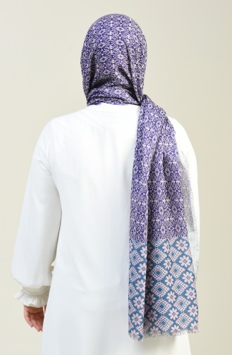 Patterned Cotton Shawl Indigo 13130-09