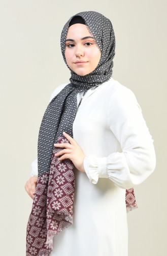 Patterned Cotton Shawl Cherry Color 13131-02