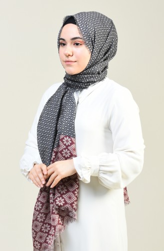Patterned Cotton Shawl Cherry Color 13131-02