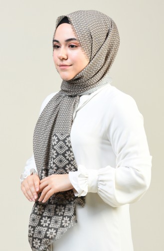 Patterned Cotton Shawl Khaki 13131-03