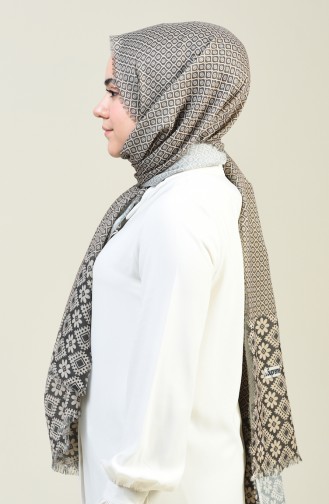 Patterned Cotton Shawl Khaki 13131-03