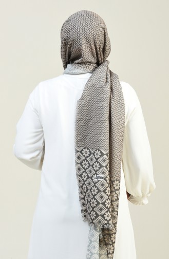 Patterned Cotton Shawl Khaki 13131-03