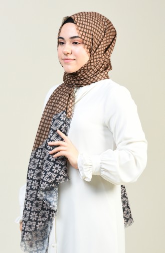 Patterned Cotton Shawl Black Stone Color 13131-08